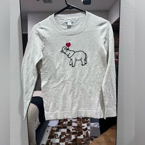 J by J Crew VALENTINE’s day cutie lightweight  gray sweater XXS  100% cotton